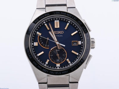 8B63-0BD0 Astron Men's Navy Radio Wave Solar Titanium